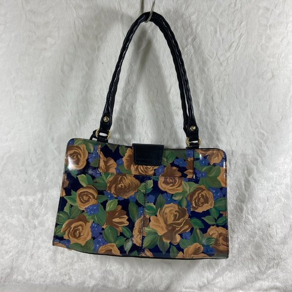 Patricia Nash Leather Rienzo Blue Sky Rose Bag Handbag Purse EUC - Picture 3 of 12